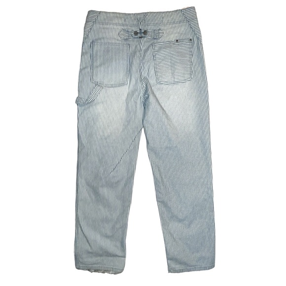 Anthropologie Pilcro Cropped Utility Jeans Railroad Striped Pants Size 28 - Picture 2 of 11